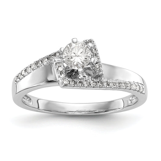 14kw Peg Set Simulated Diamond Engagement Ring