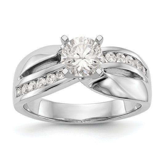 14kw Peg Set Simulated Diamond Engagement Ring