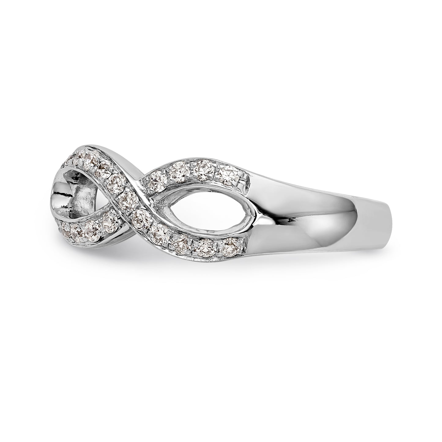 14k White Gold Peg Set Simulated Diamond Infinity Engagement Ring