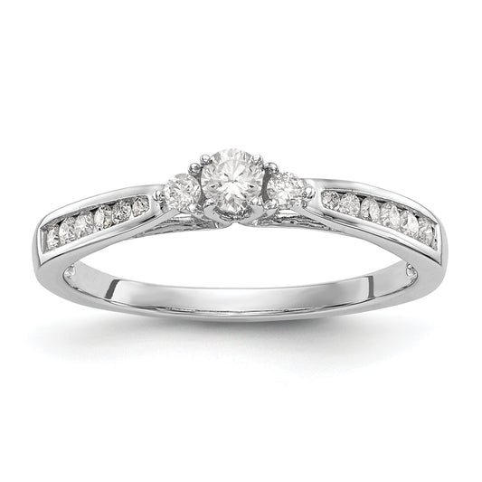 14K White Gold Simulated Diamond Engagement Ring