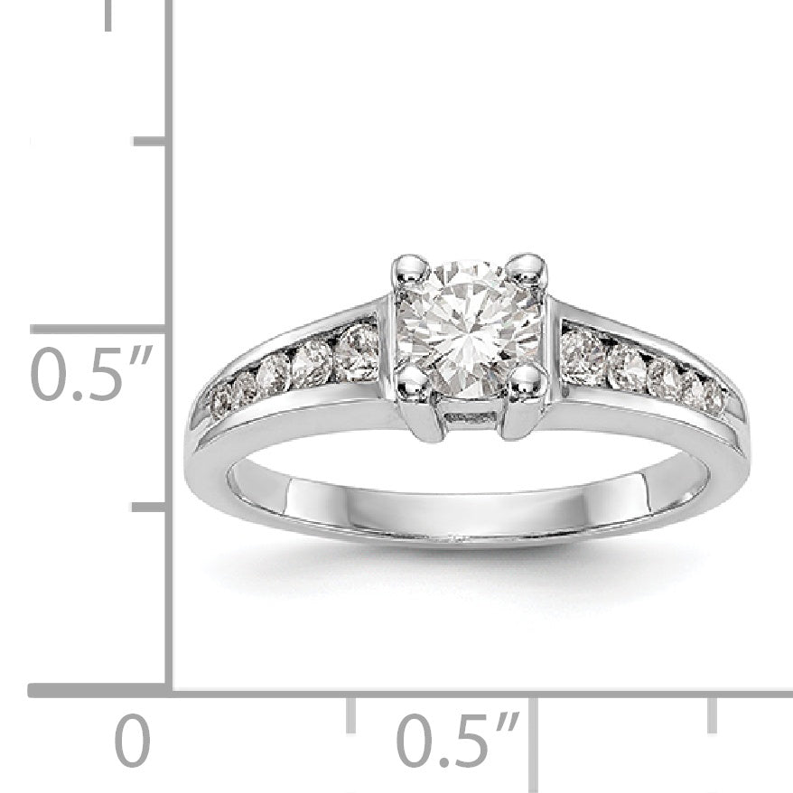 14K White Gold Simulated Diamond Engagement Ring