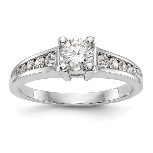 14K White Gold Simulated Diamond Engagement Ring