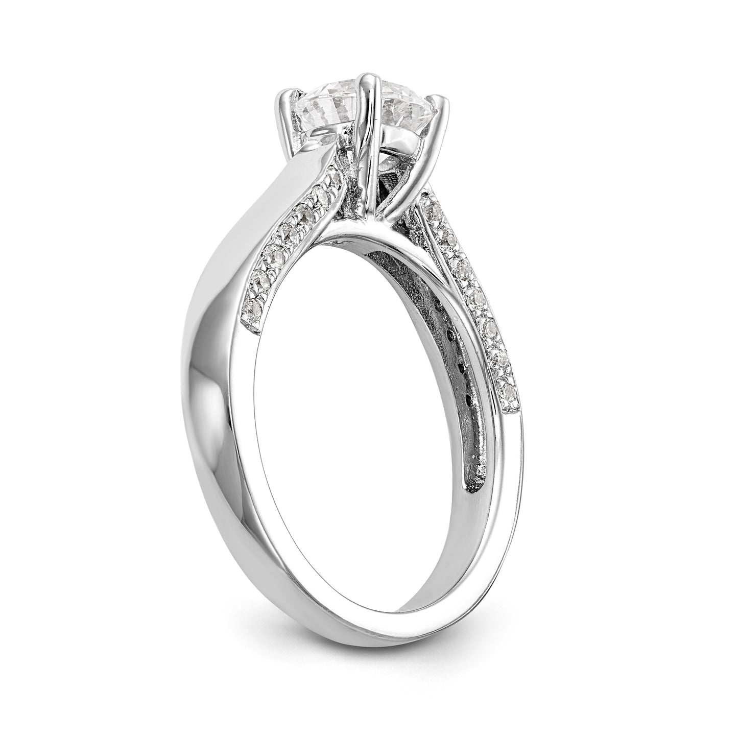 14K White Gold Simulated Diamond Engagement Ring