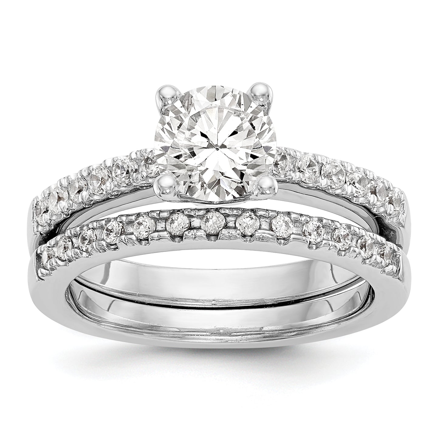 14K White Gold Simulated Diamond Engagement Ring