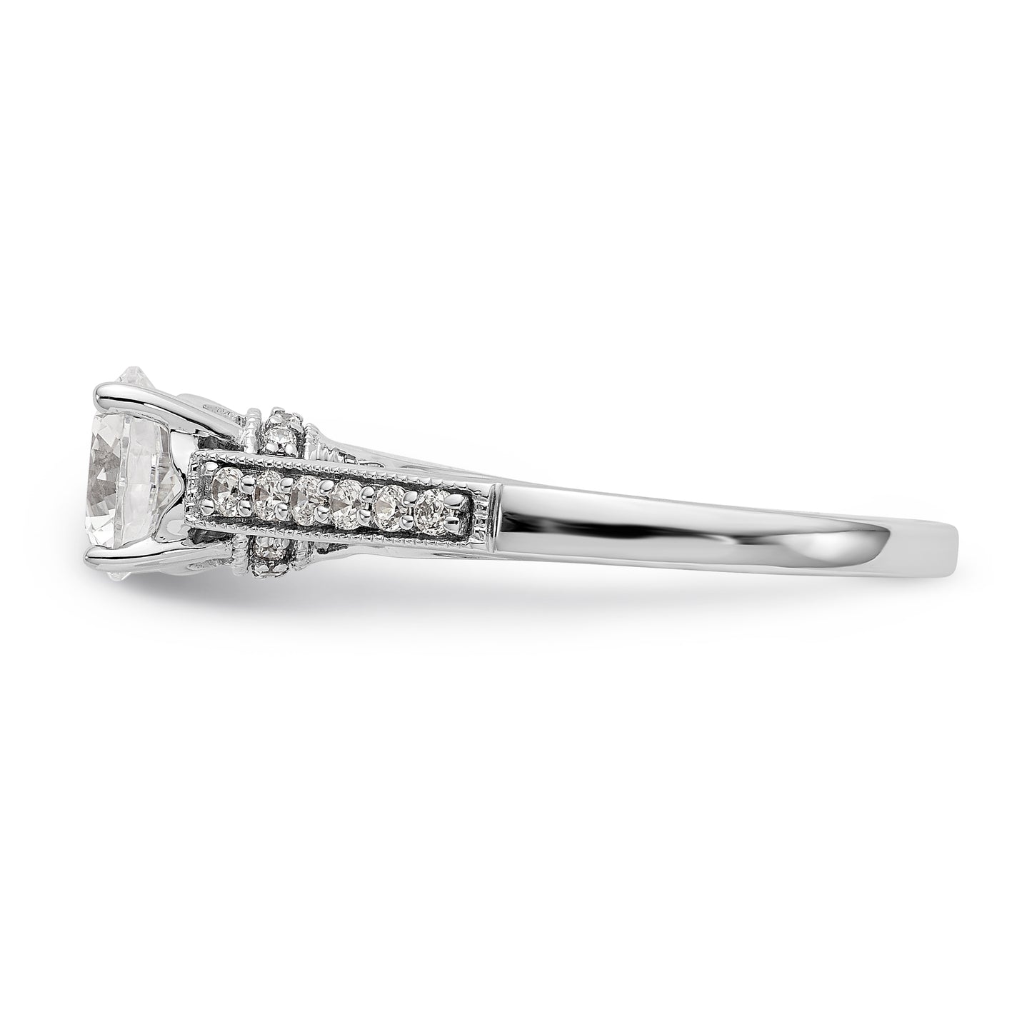 14K White Gold Simulated Diamond Engagement Ring