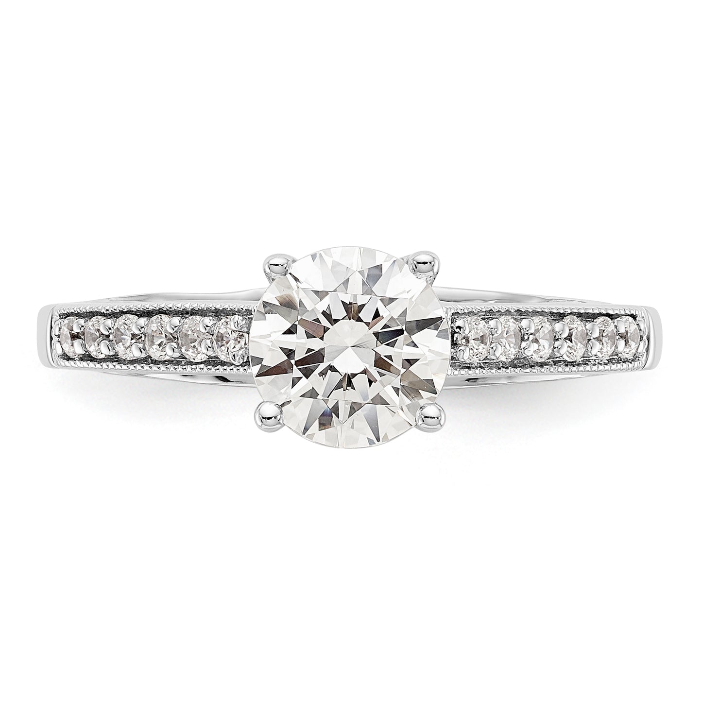 14K White Gold Simulated Diamond Engagement Ring