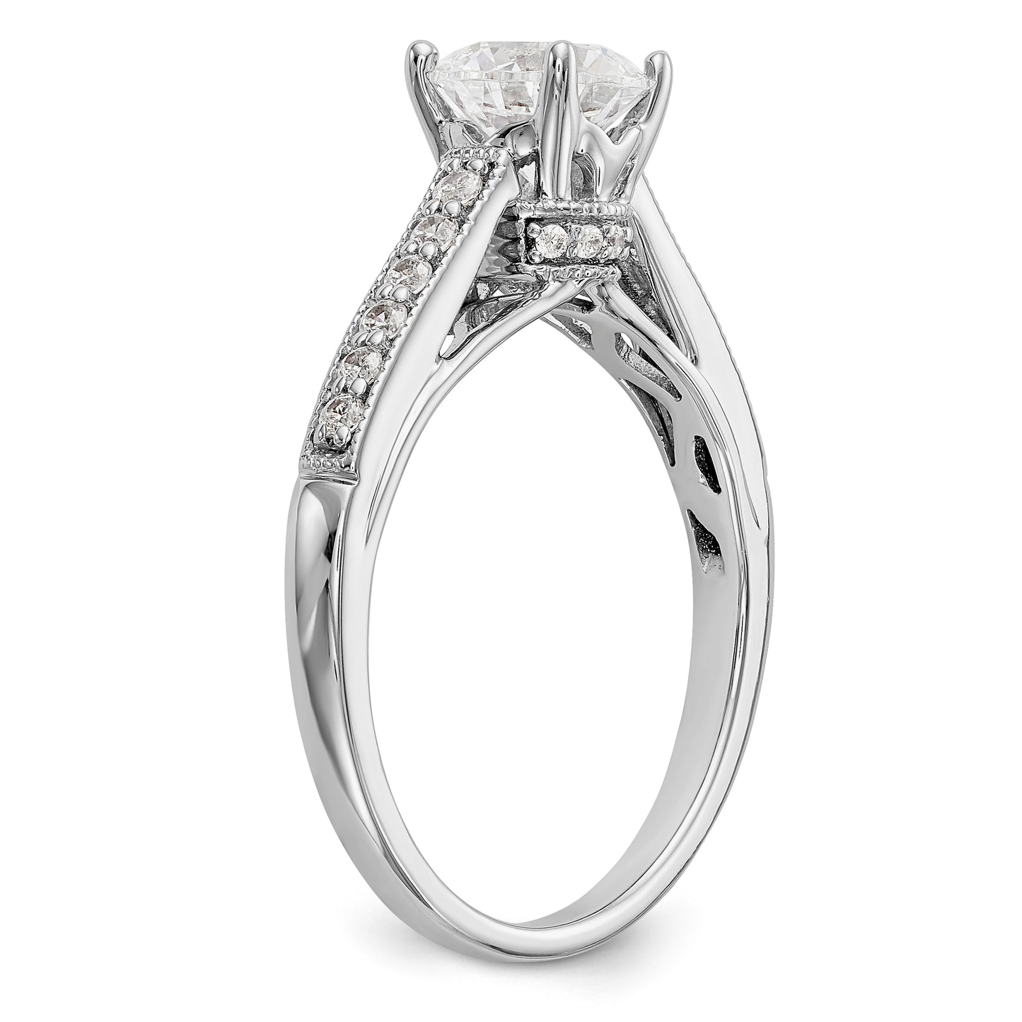 14K White Gold Simulated Diamond Engagement Ring