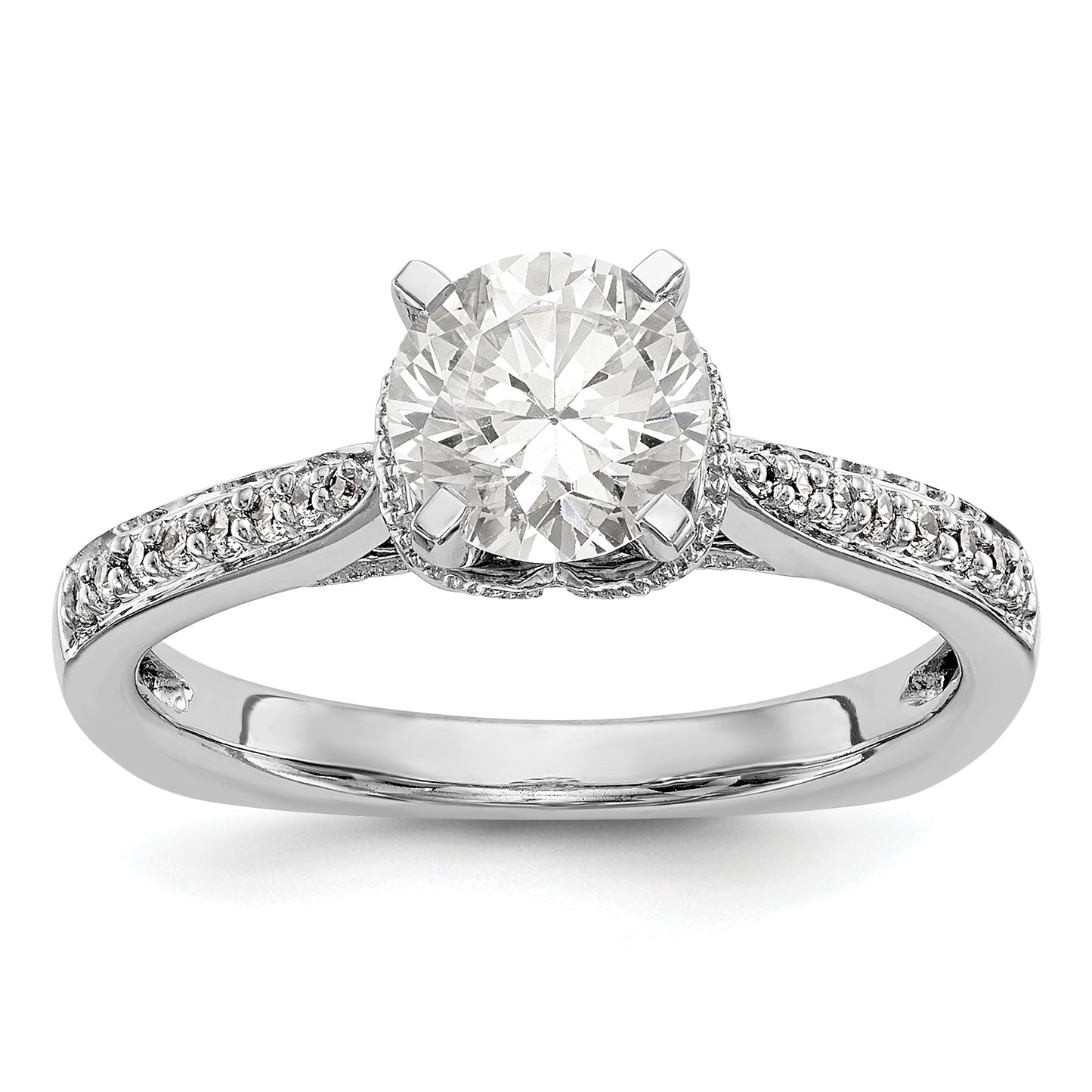 14kw Peg Set Simulated Diamond Engagement Ring