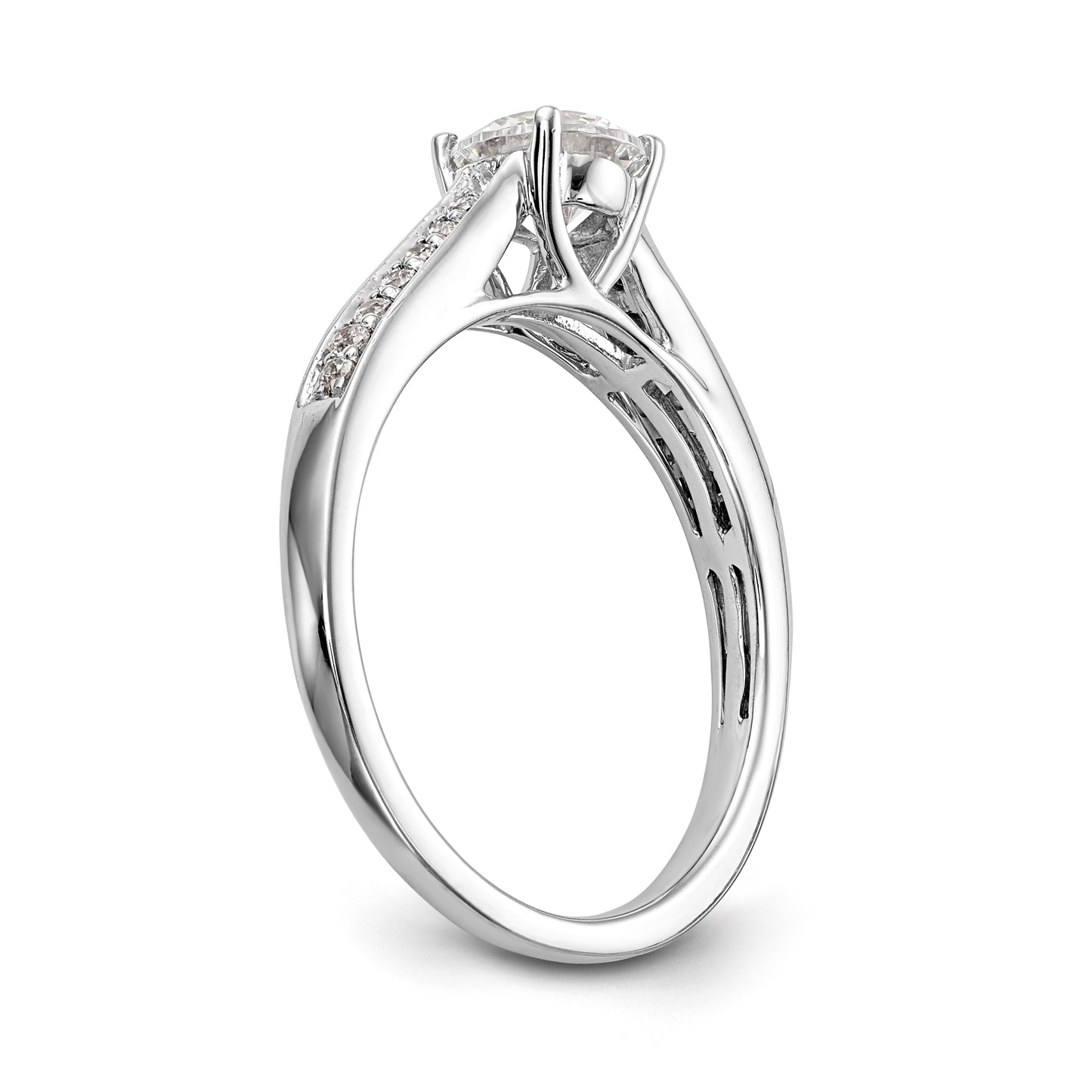 14K White Gold Simulated Diamond Engagement Ring