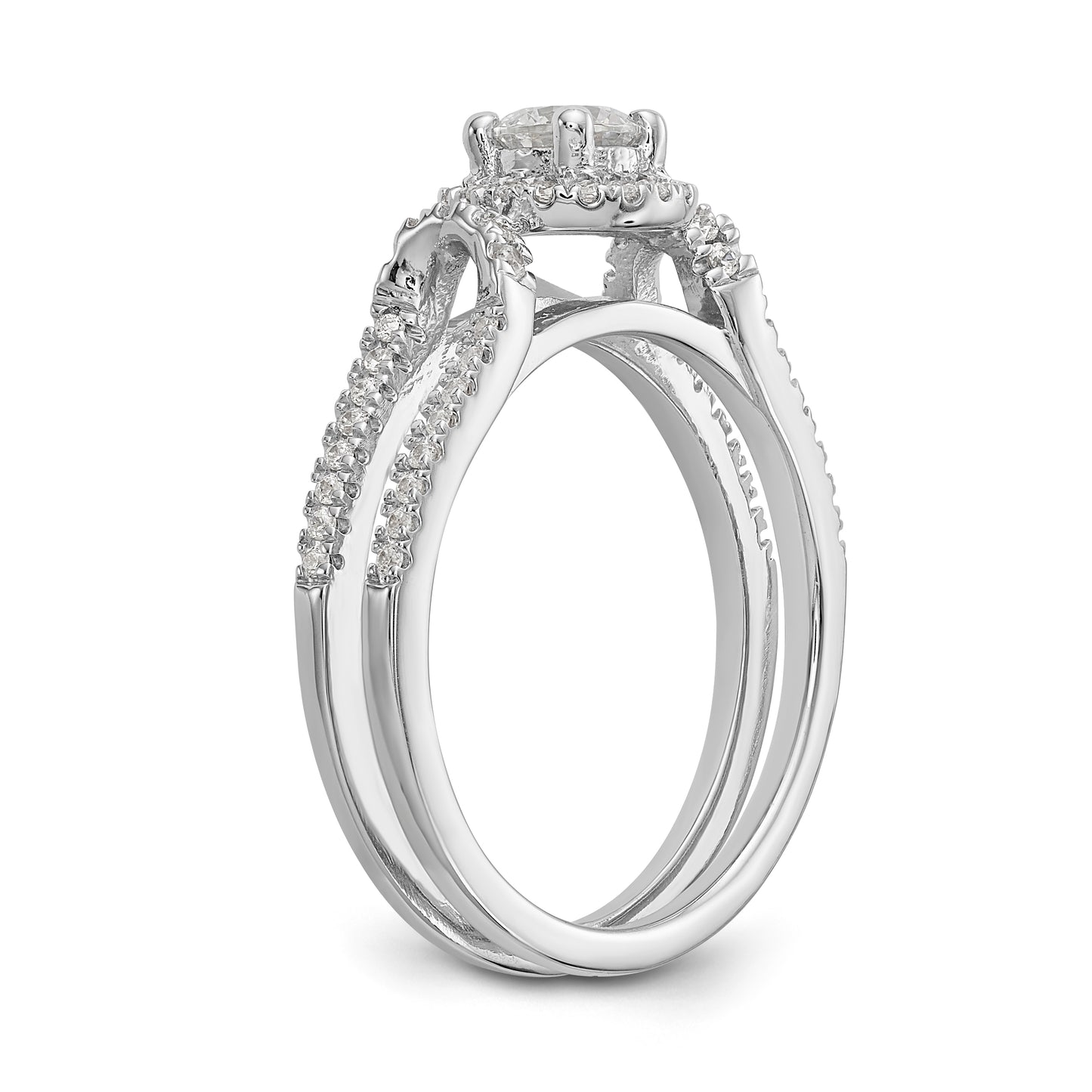 14K White Gold Simulated Diamond Engagement Ring