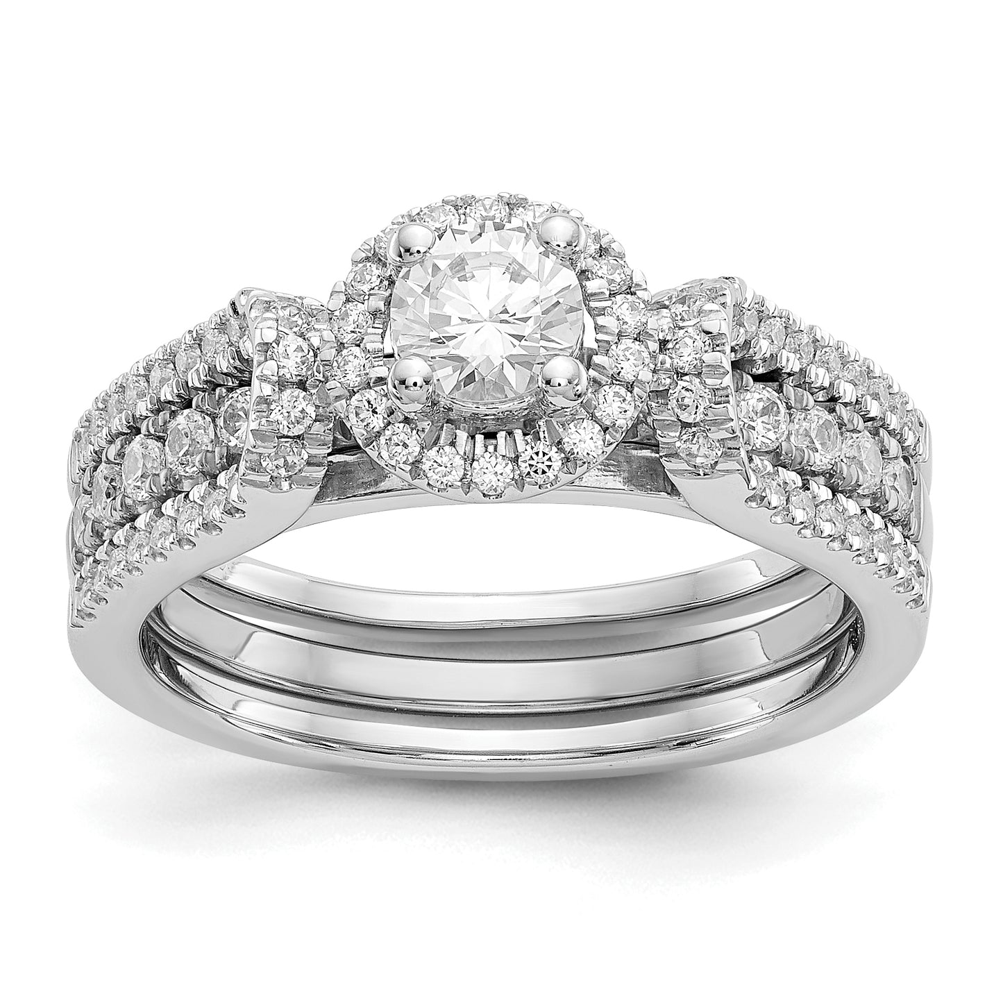 14K White Gold Simulated Diamond Engagement Ring