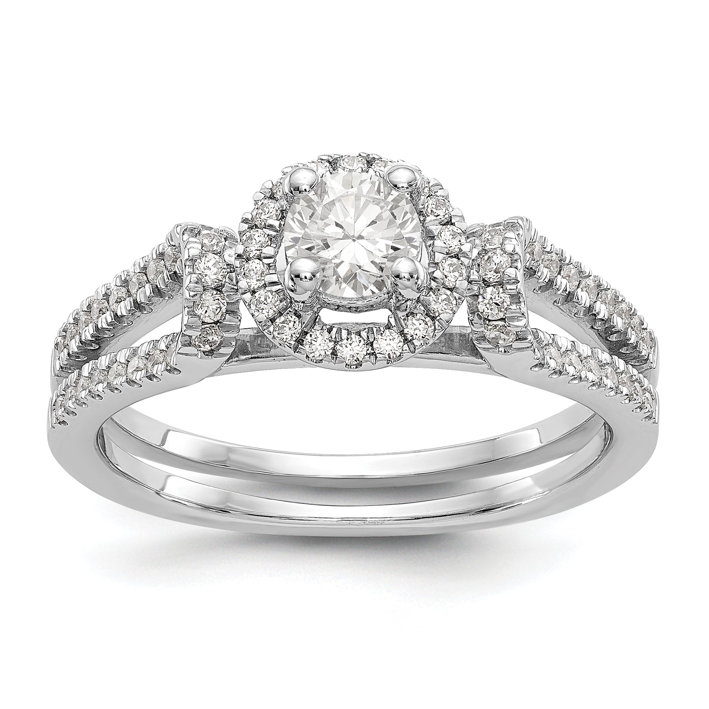 14K White Gold Simulated Diamond Engagement Ring