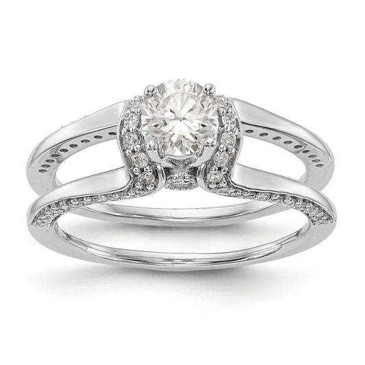 14K White Gold Simulated Diamond Engagement Ring