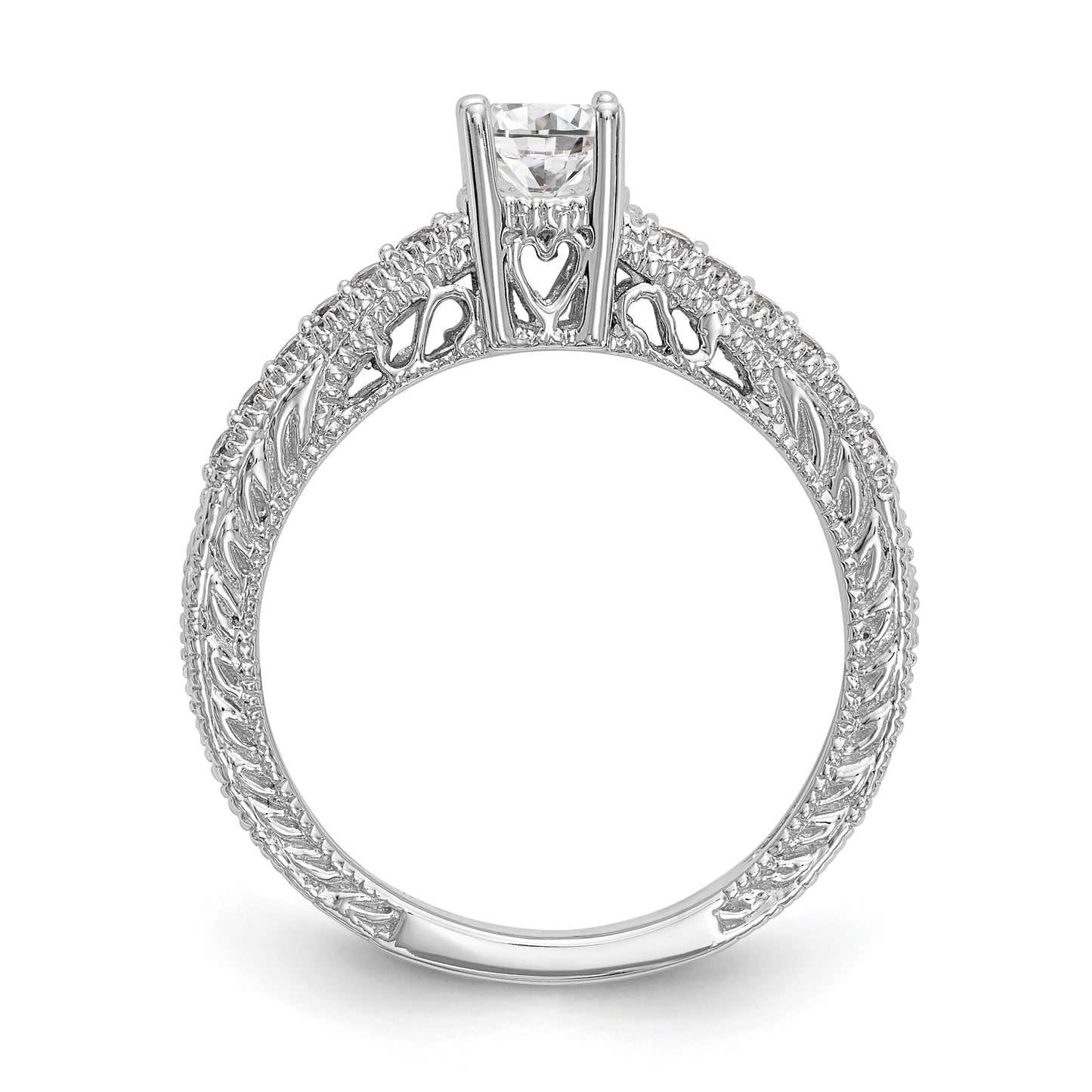 14K White Gold Simulated Diamond Engagement Ring