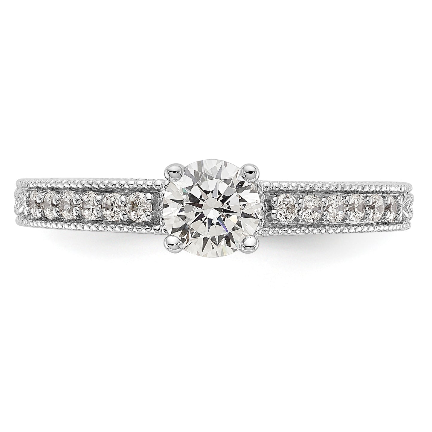 14K White Gold Simulated Diamond Engagement Ring