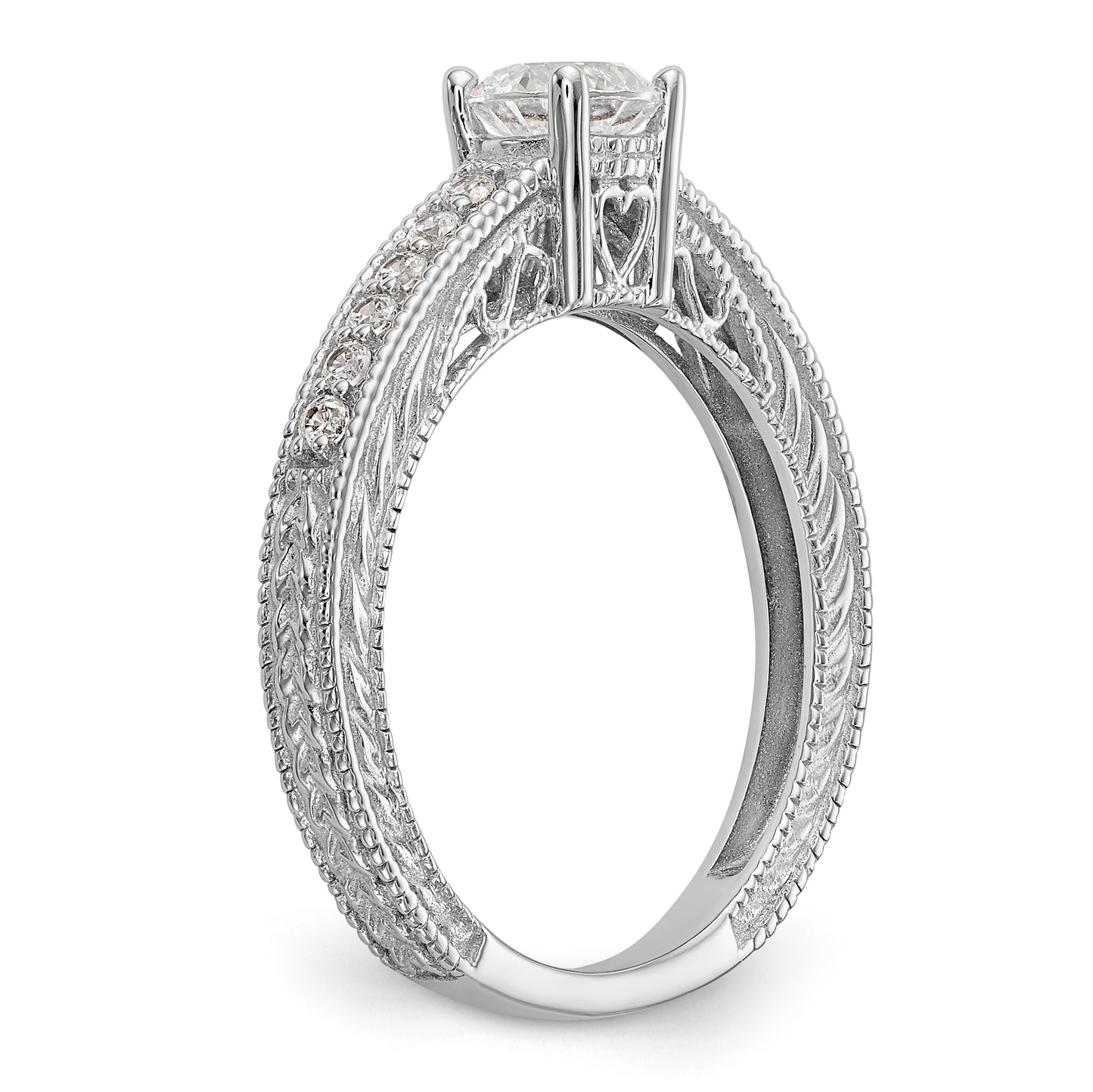 14K White Gold Simulated Diamond Engagement Ring