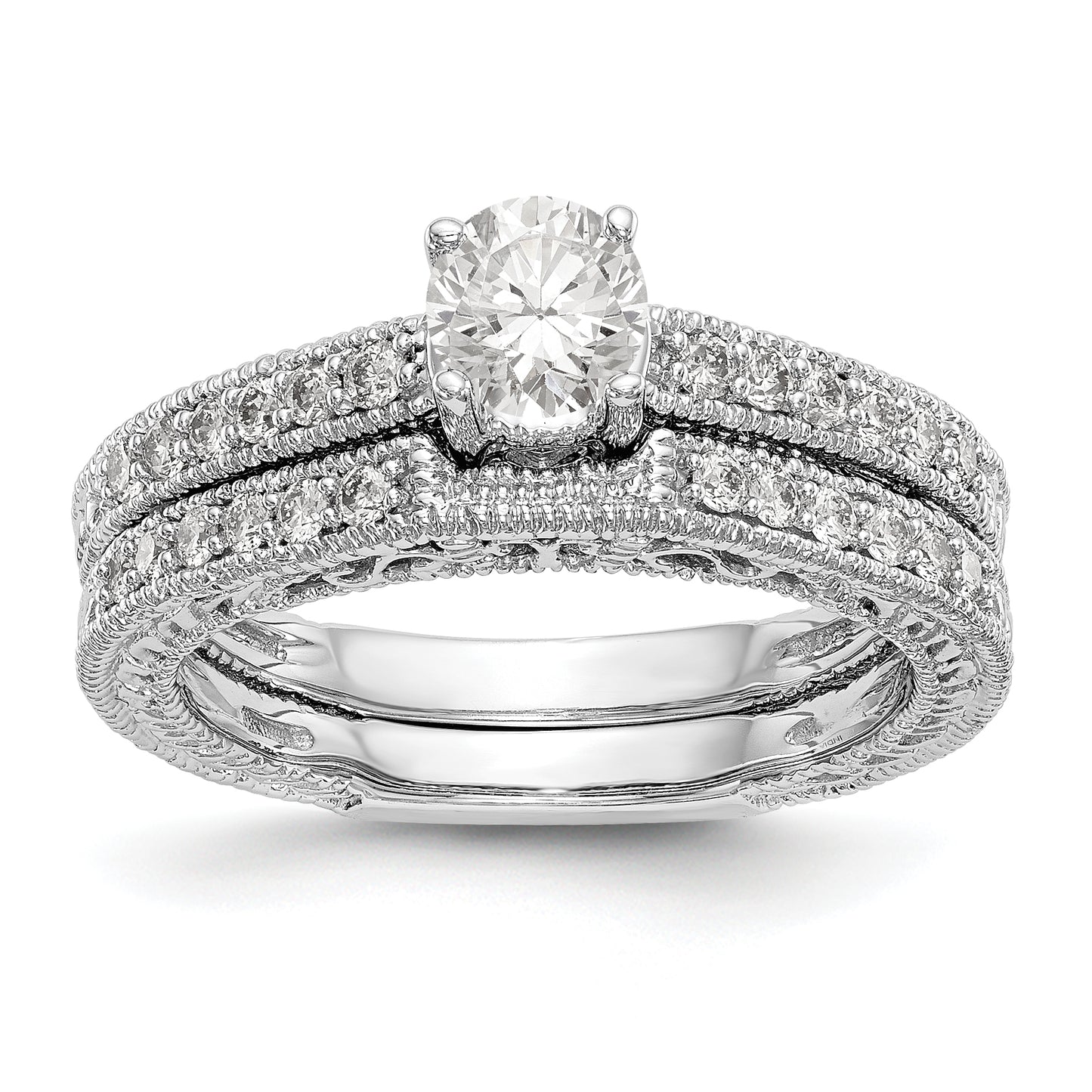 14K White Gold Simulated Diamond Engagement Ring