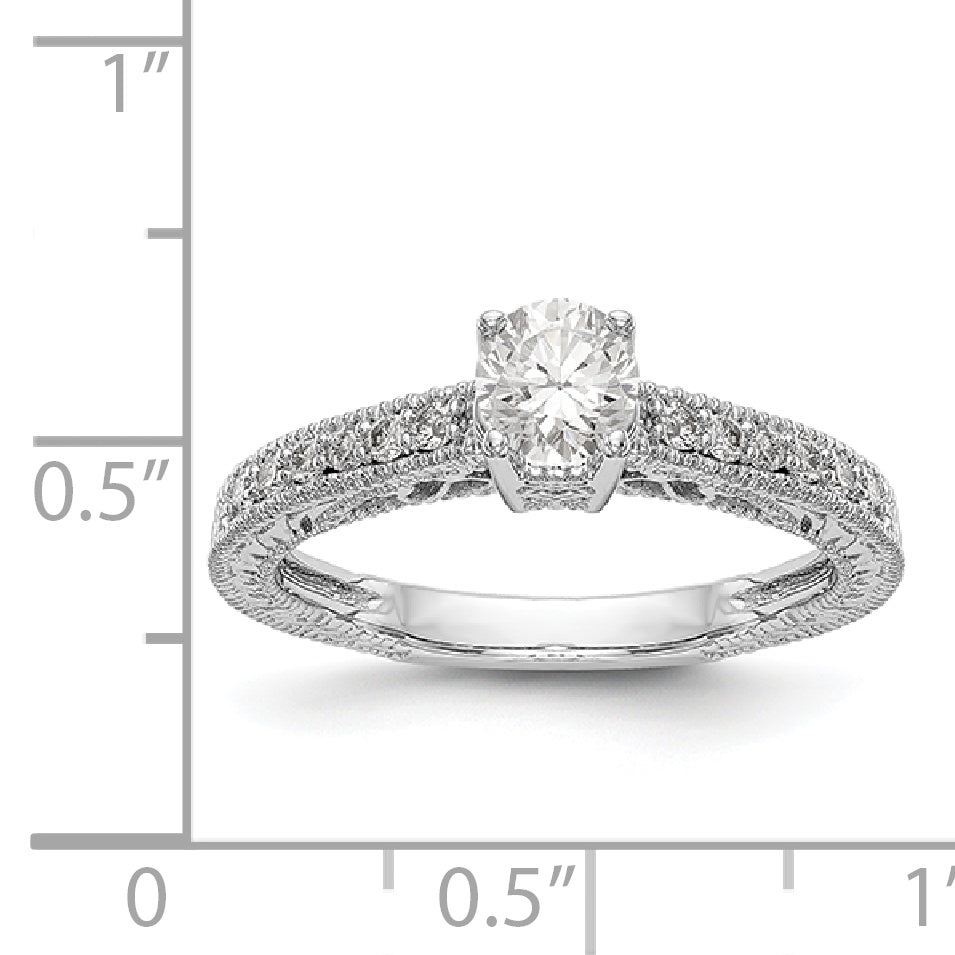 14K White Gold Simulated Diamond Engagement Ring