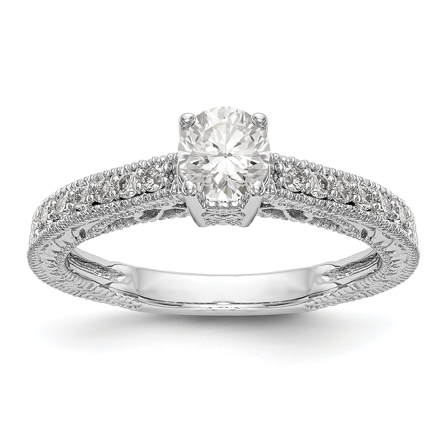 14K White Gold Simulated Diamond Engagement Ring