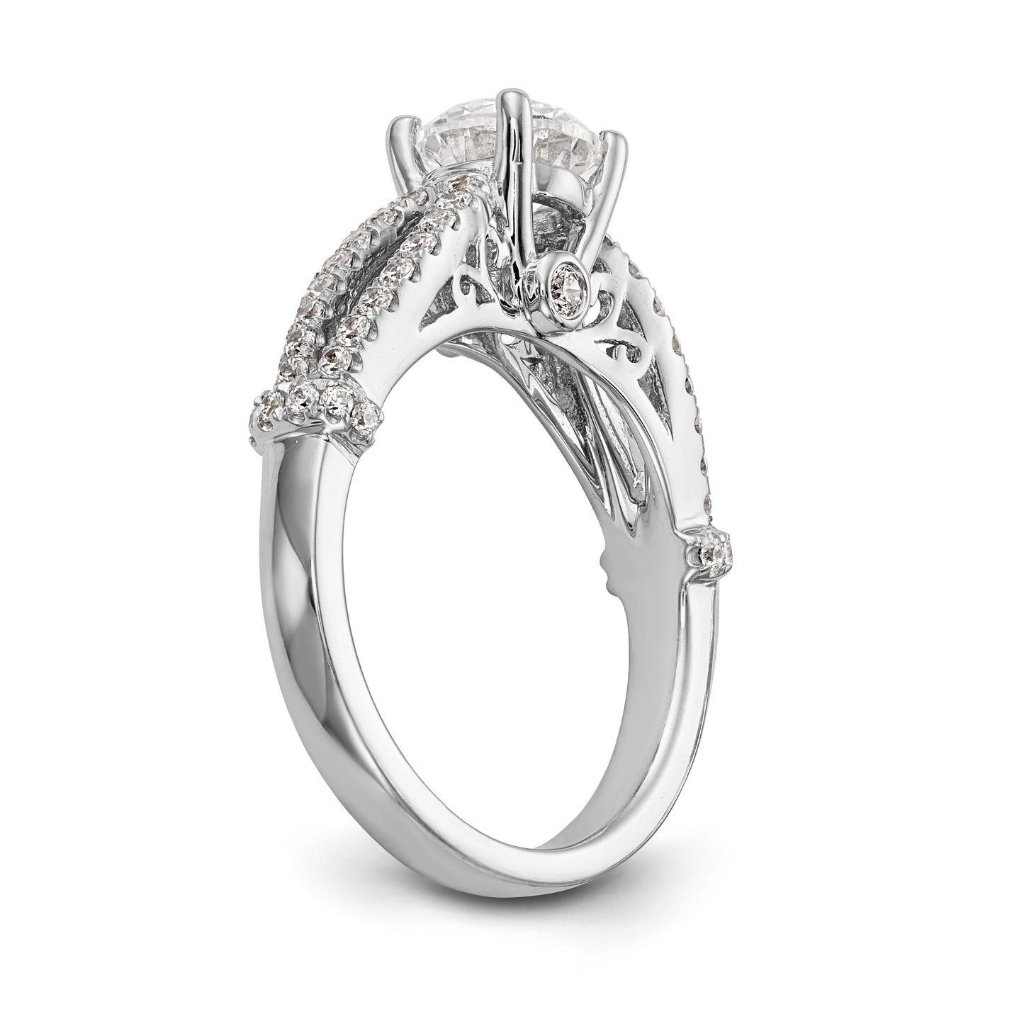 14K White Gold Simulated Diamond Engagement Ring