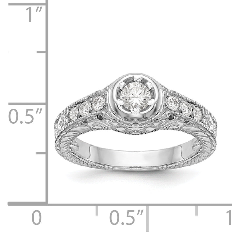 14K White Gold Simulated Diamond Engagement Ring