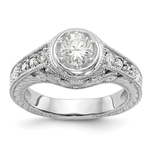 14K White Gold Simulated Diamond Engagement Ring