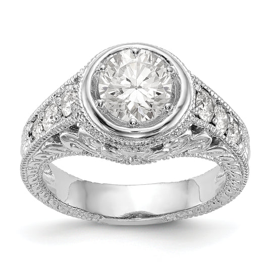 14K White Gold Simulated Diamond Engagement Ring