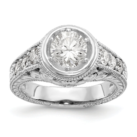 14K White Gold Simulated Diamond Engagement Ring