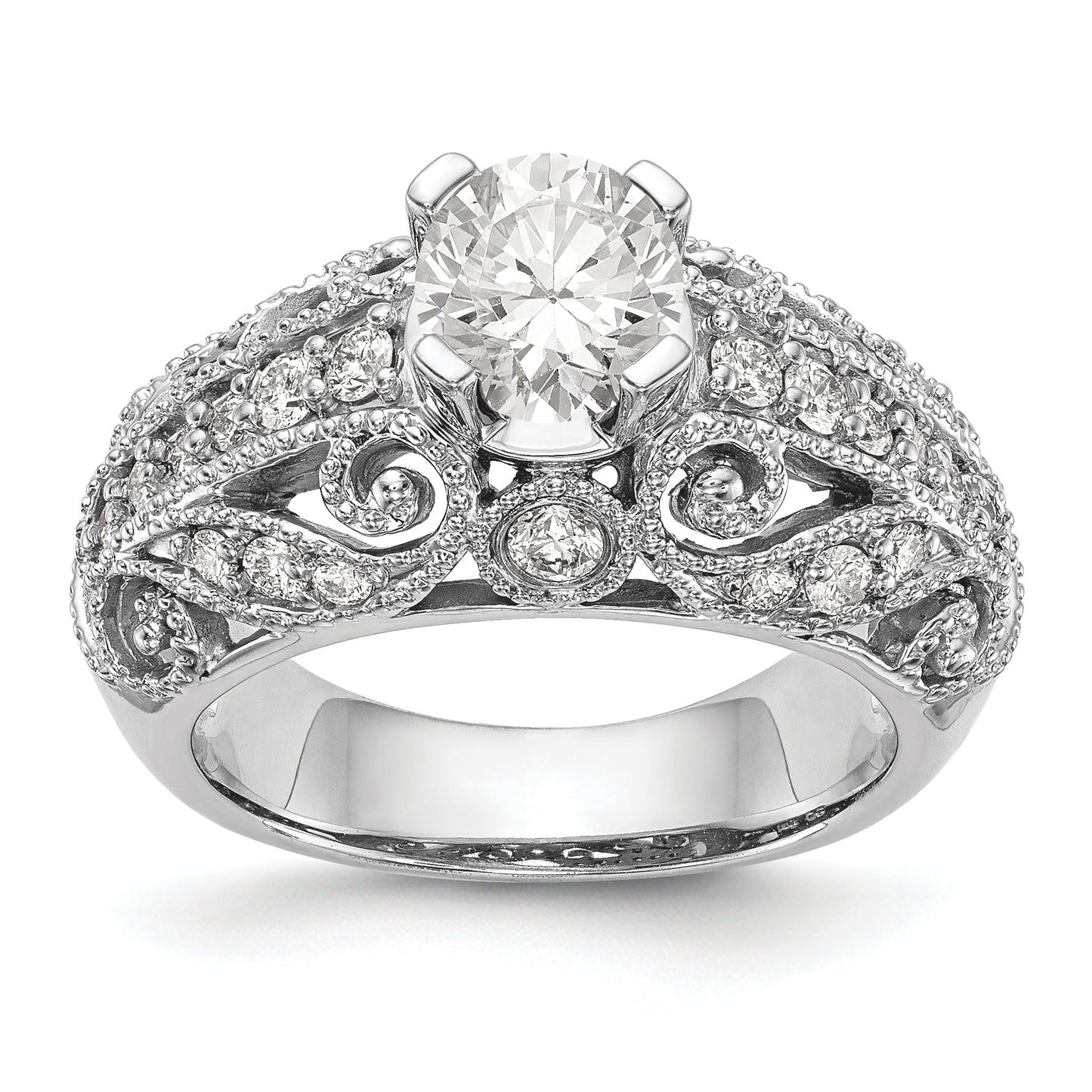 14K White Gold Simulated Diamond Engagement Ring