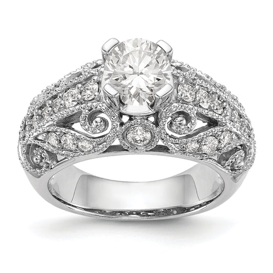 14K White Gold Simulated Diamond Engagement Ring