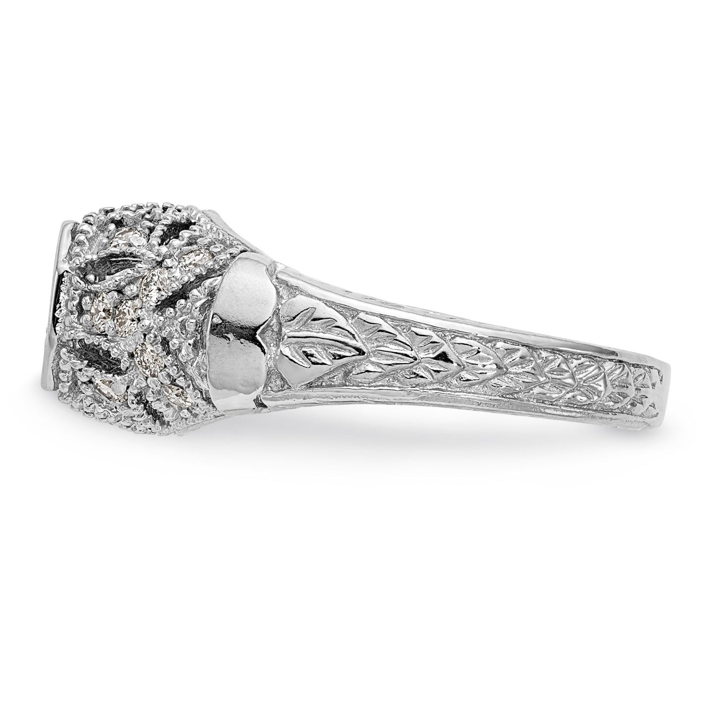 14K White Gold Simulated Diamond Engagement Ring