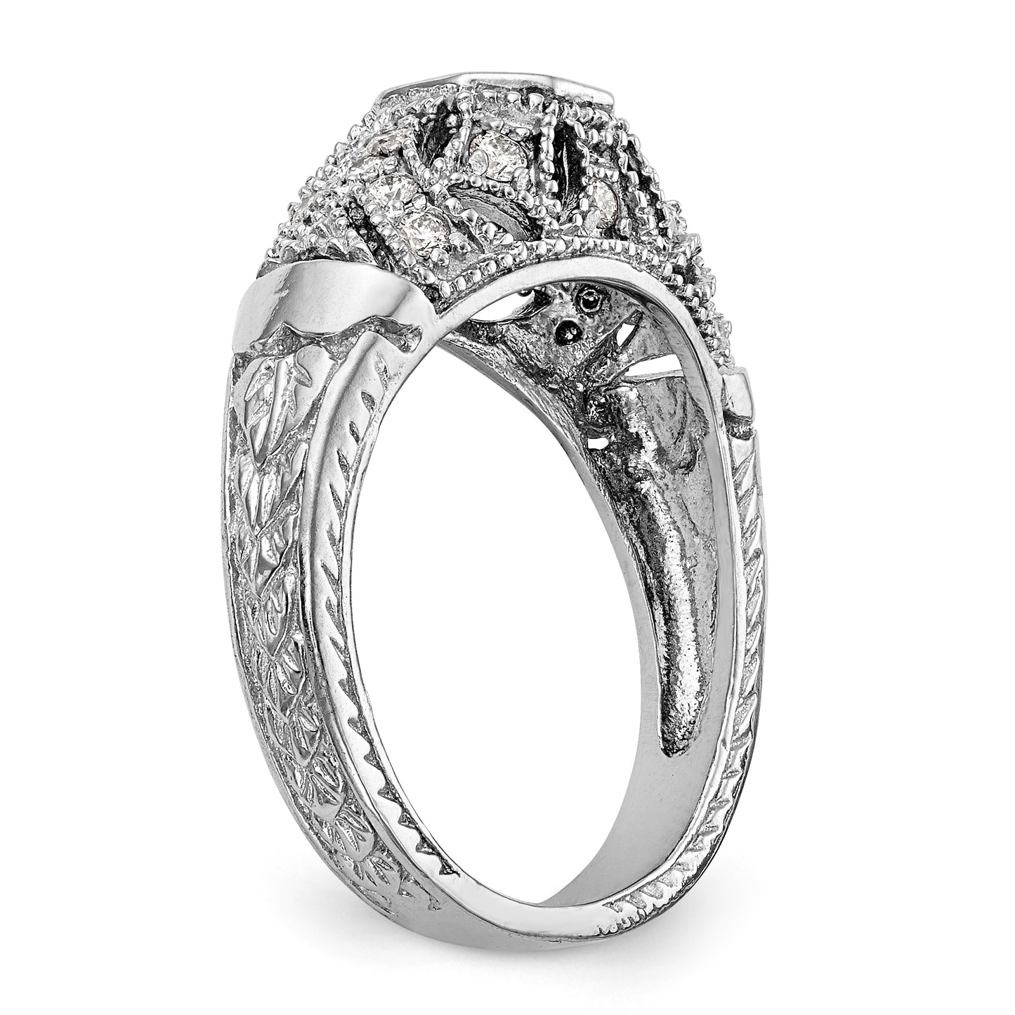 14K White Gold Simulated Diamond Engagement Ring