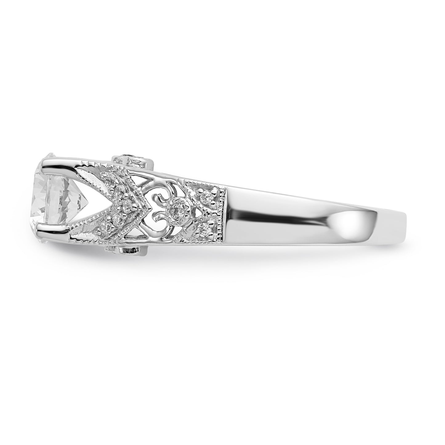 14K White Gold Simulated Diamond Engagement Ring