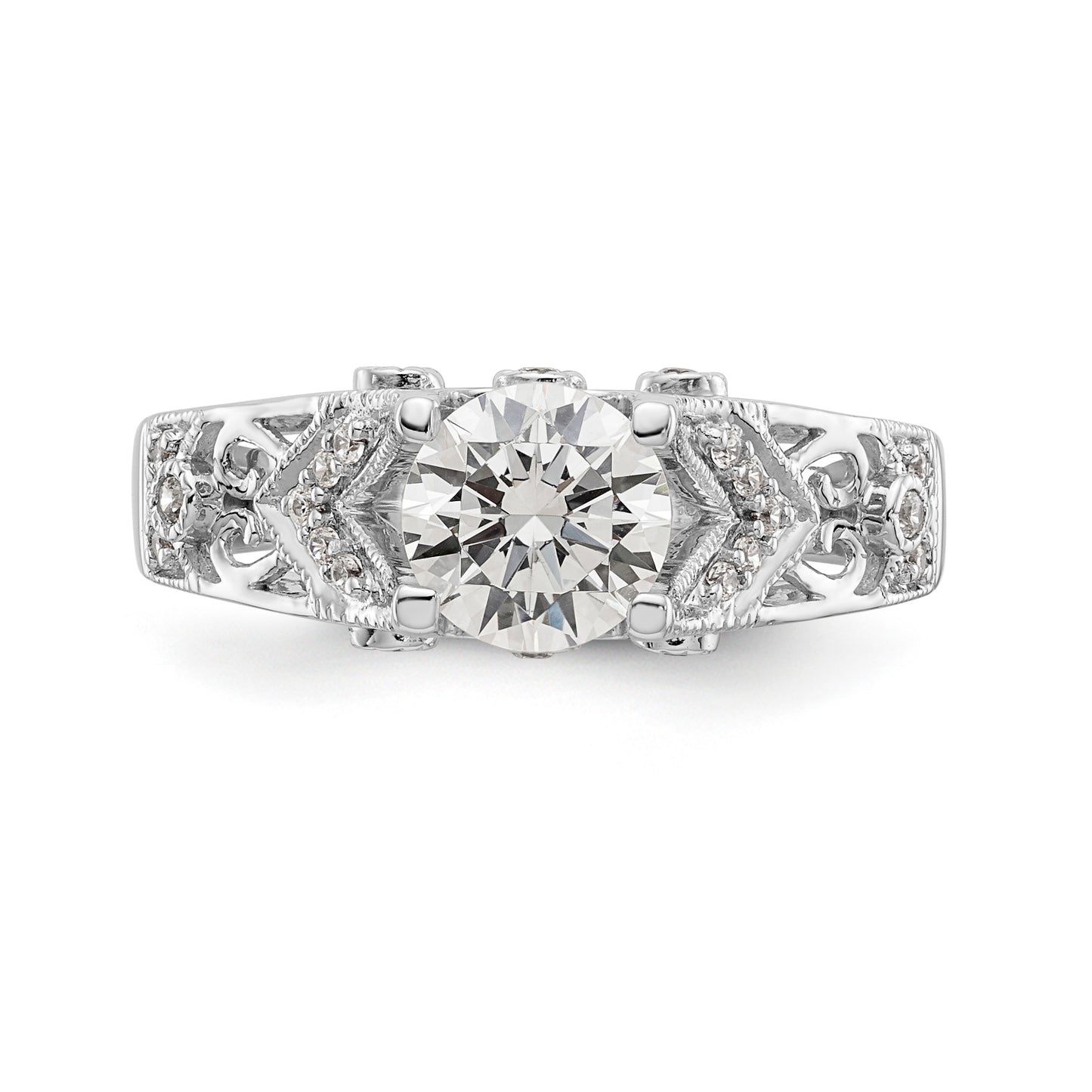 14K White Gold Simulated Diamond Engagement Ring