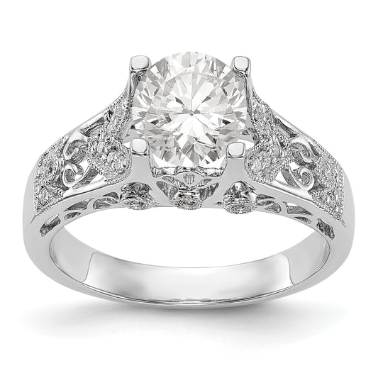 14K White Gold Simulated Diamond Engagement Ring