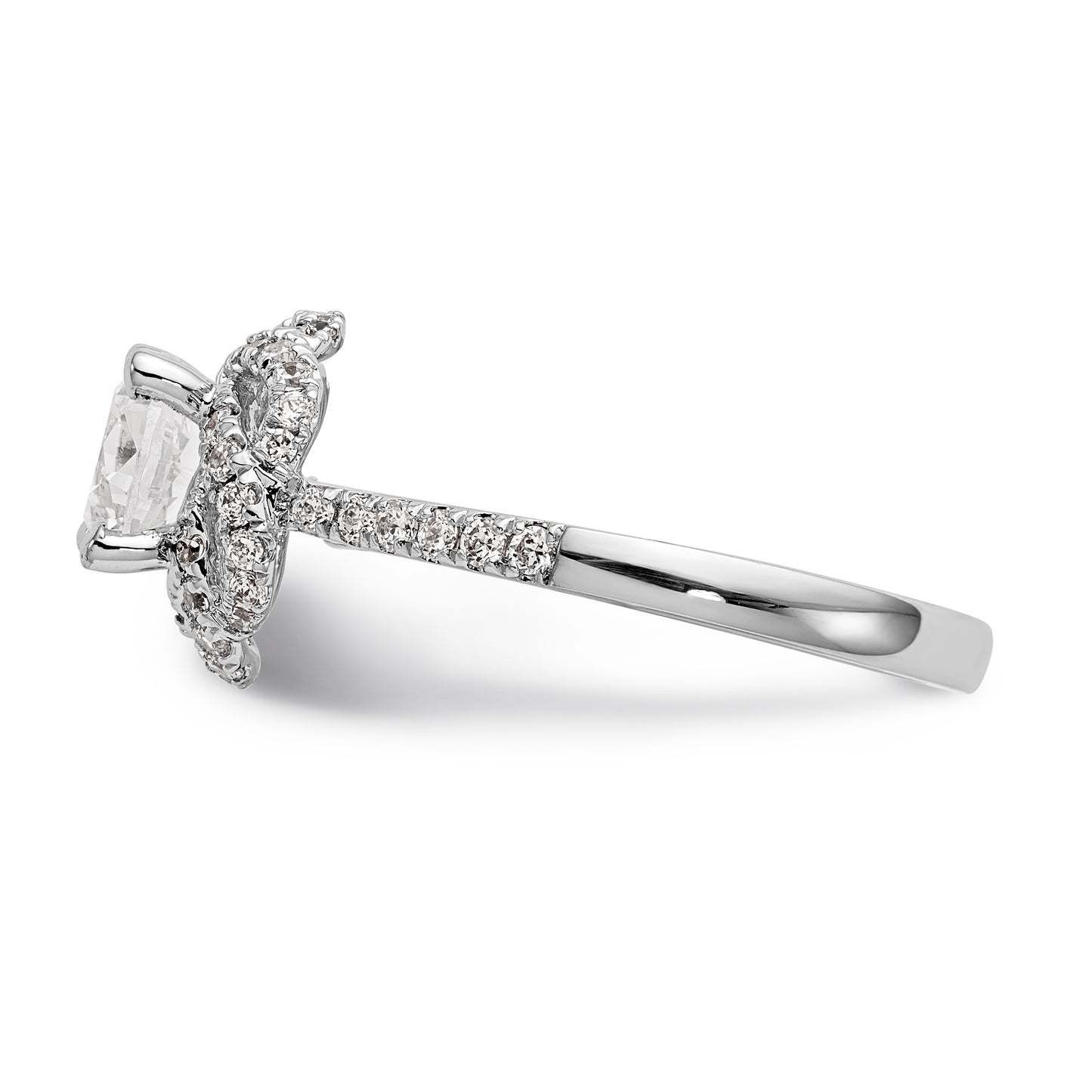 14K White Gold Simulated Diamond Engagement Ring