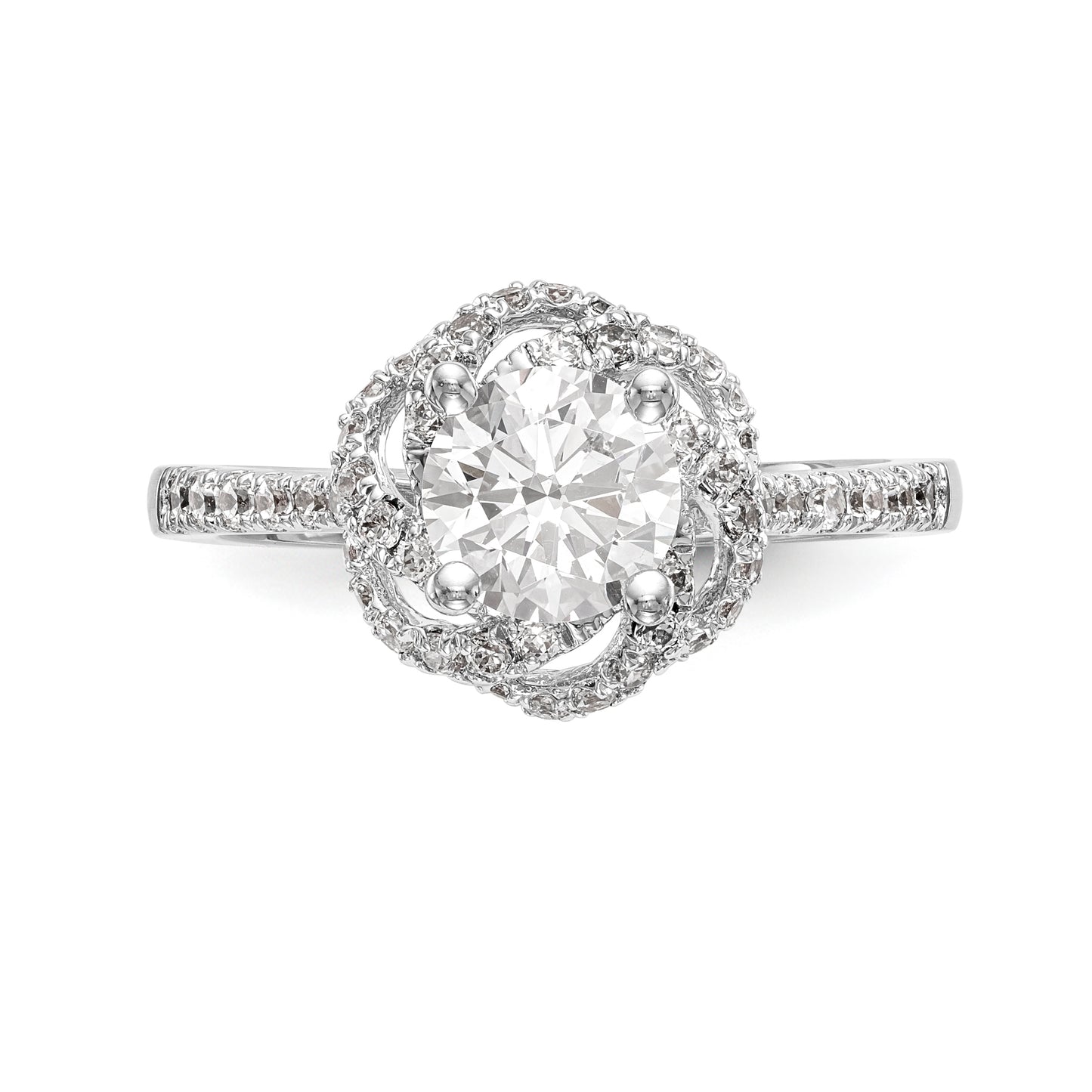 14K White Gold Simulated Diamond Engagement Ring