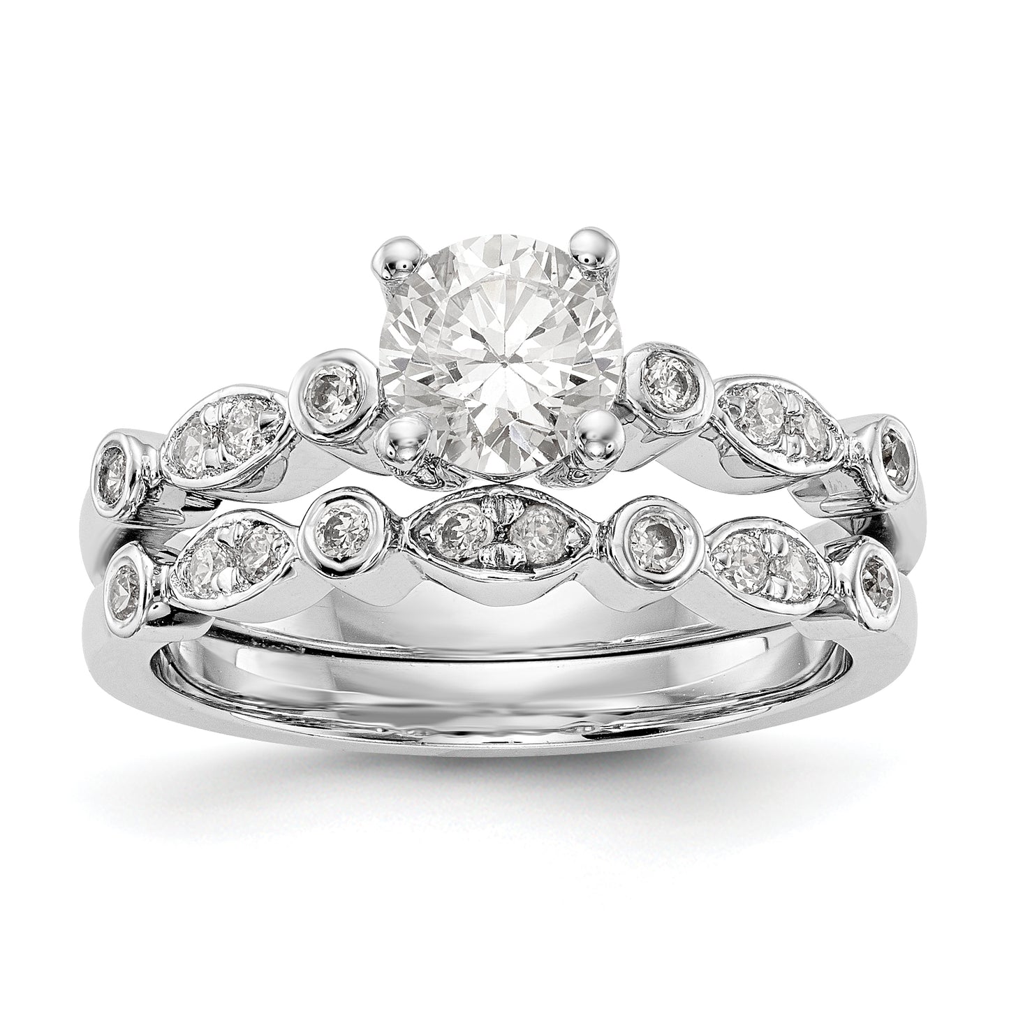 14K White Gold Simulated Diamond Engagement Ring