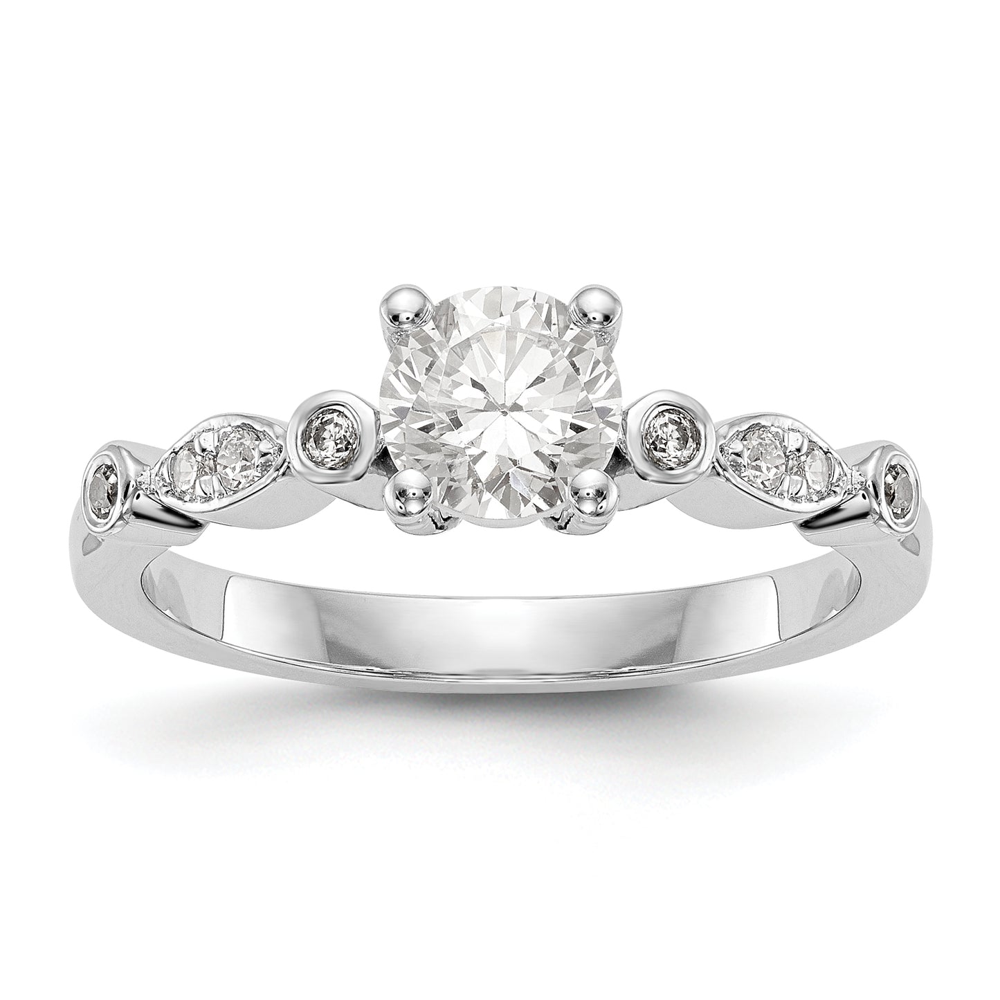 14K White Gold Simulated Diamond Engagement Ring