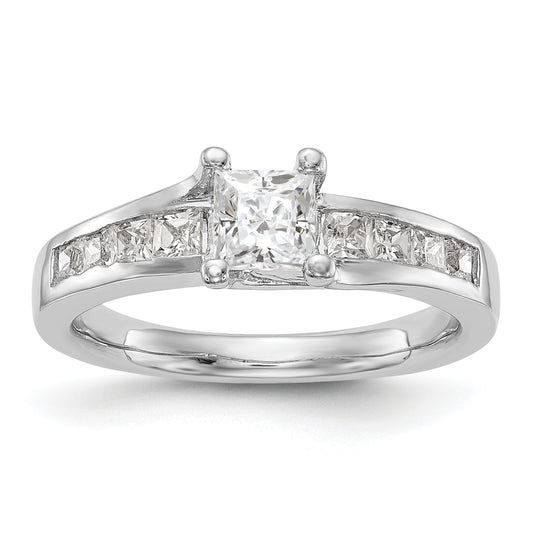 14K White Gold Simulated Diamond Engagement Ring