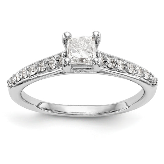 14K White Gold Simulated Diamond Engagement Ring