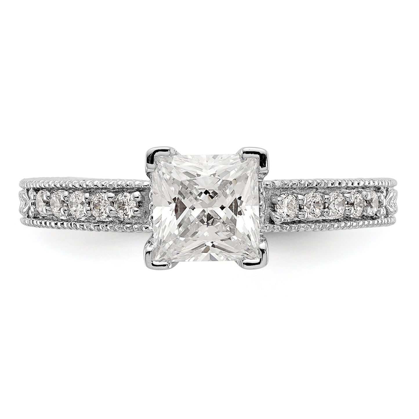 14K White Gold Simulated Diamond Engagement Ring