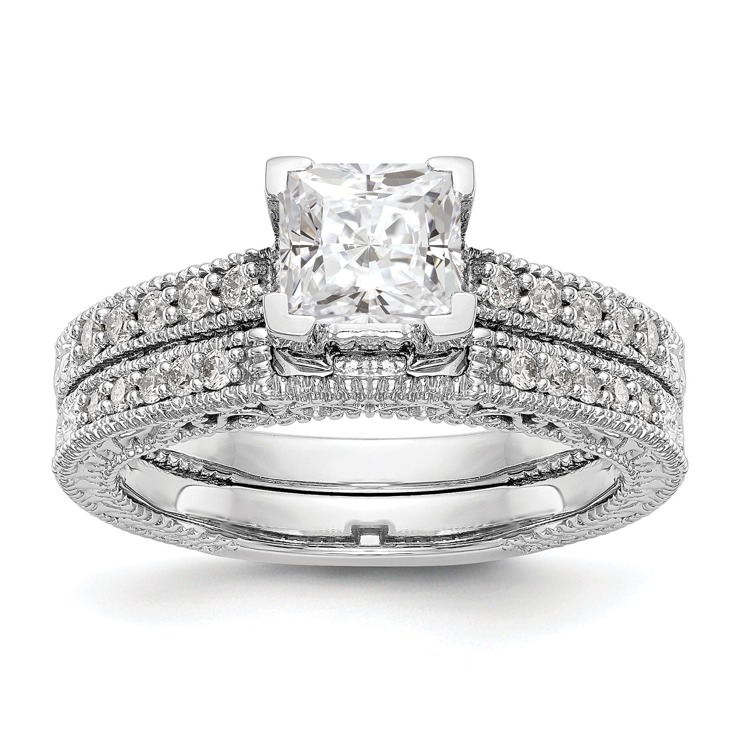 14K White Gold Simulated Diamond Engagement Ring