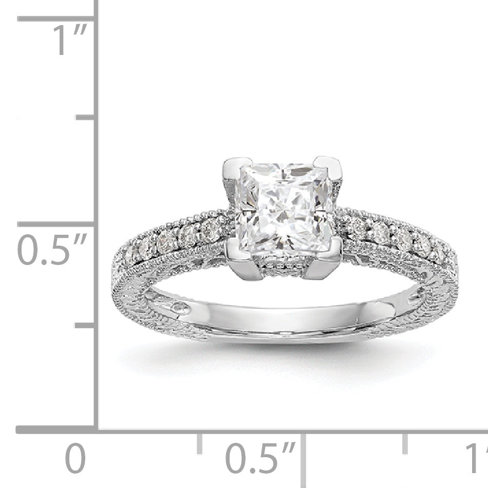 14K White Gold Simulated Diamond Engagement Ring