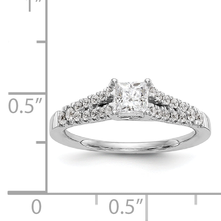 14K White Gold Simulated Diamond Engagement Ring