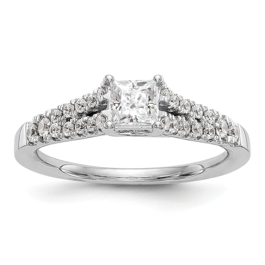 14K White Gold Simulated Diamond Engagement Ring