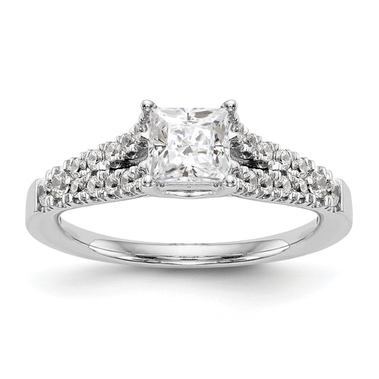 14K White Gold Simulated Diamond Engagement Ring