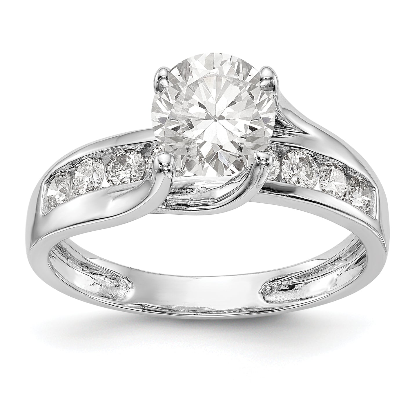 14K White Gold Simulated Diamond Engagement Ring