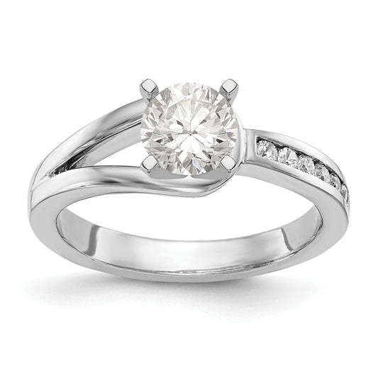 14K White Gold Diamond Peg Set CZ Engagement Ring