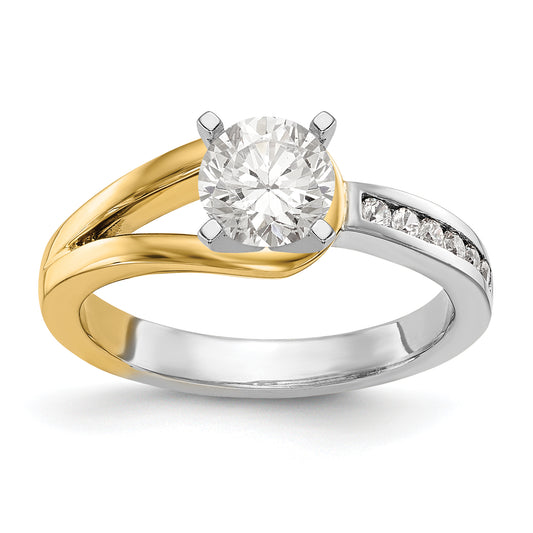 14K Two tone Diamond Peg Set CZ Engagement Ring